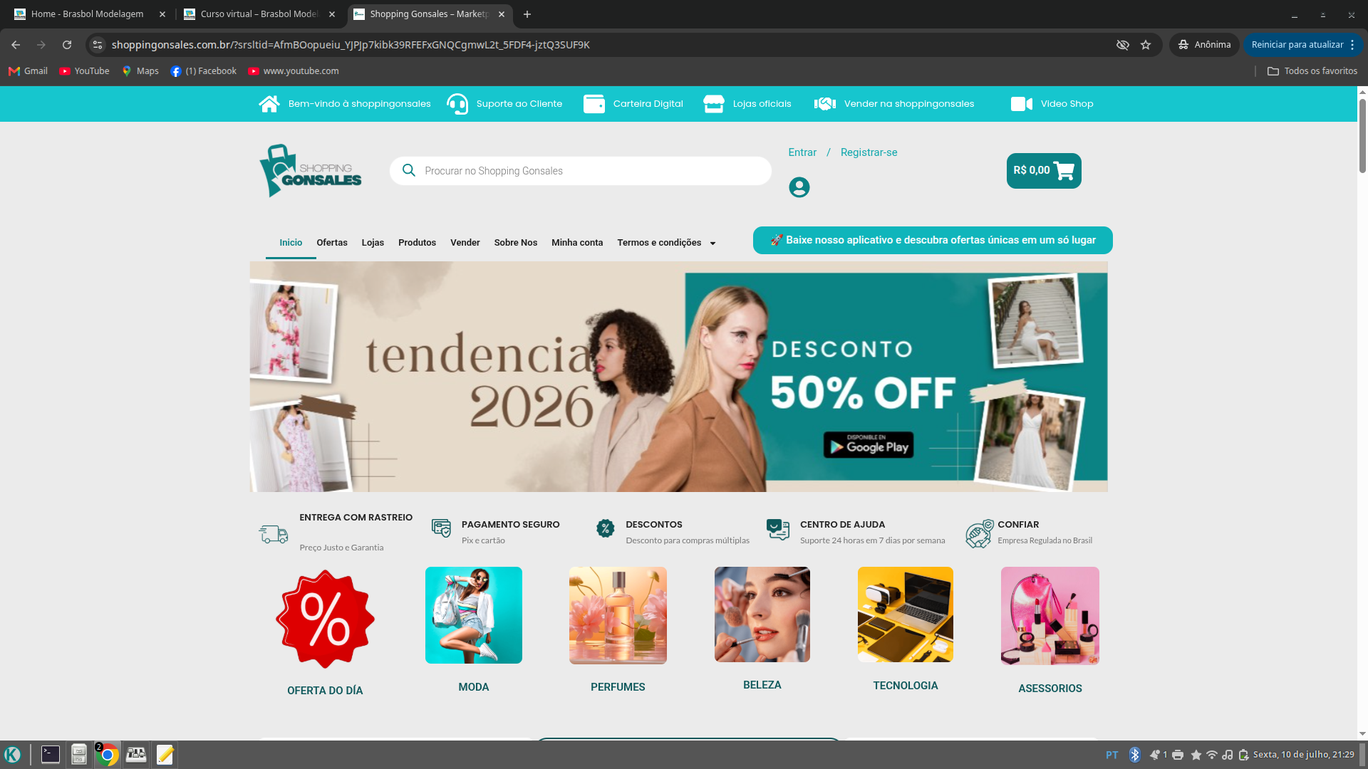 Página principal do marketplace Shopping Gonsales